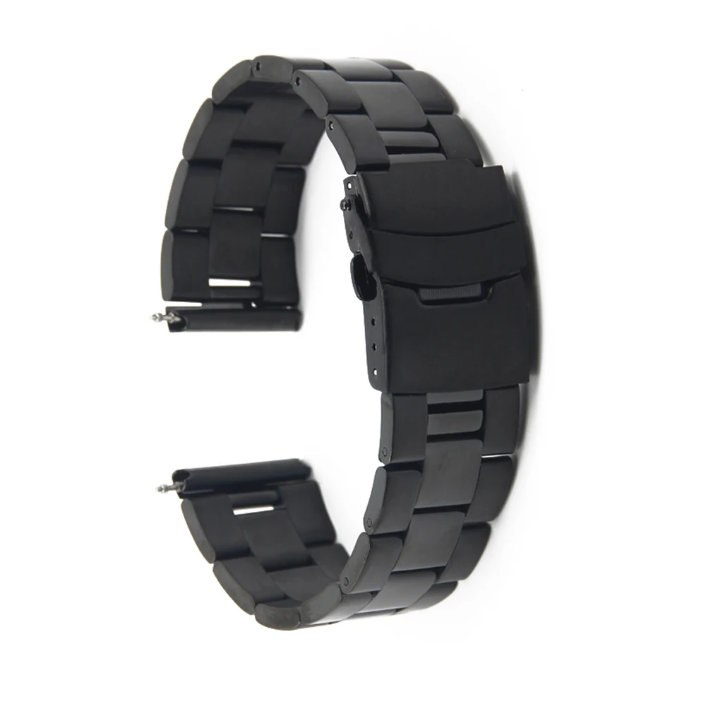 Stainless Steel Watch Band 18mm 20mm 22mm 24mm for Breitling Safety Clasp Strap Loop Belt Bracelet Black Silver + Spring Bar