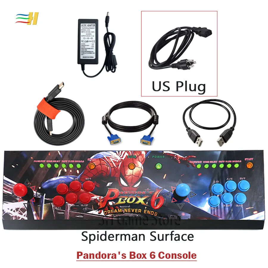 PB6 Spiderman US Pandora Box 6 1300 в 1 аркадная консоль может добавить 3000 игр 2 игрока светодиодная Кнопка usb джойстик для ПК ps3 игровые автоматы - Цвет: PB6 Spiderman US