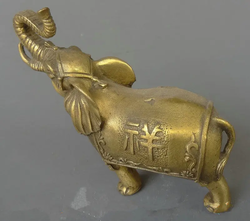 

3.94 inch /China peace auspicious feng shui brass wealth elephant statue
