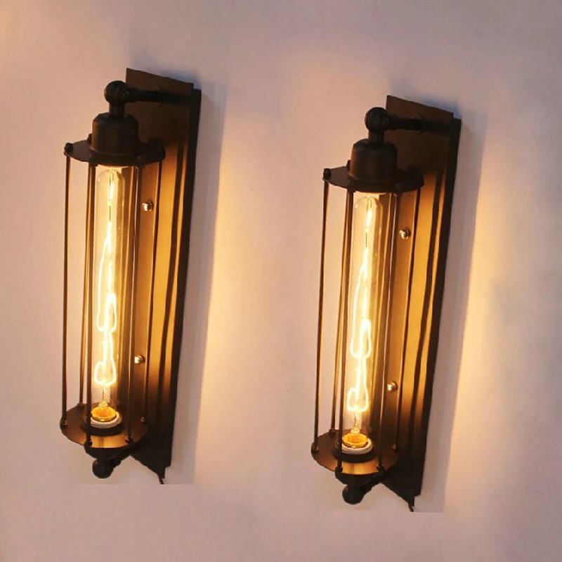 

Industrial Vintage Wall Lamp Bra Iron Loft Lamps Bedroom Corridor Aisle Warehouse Restaurant Pub Wall Lamp Sconce