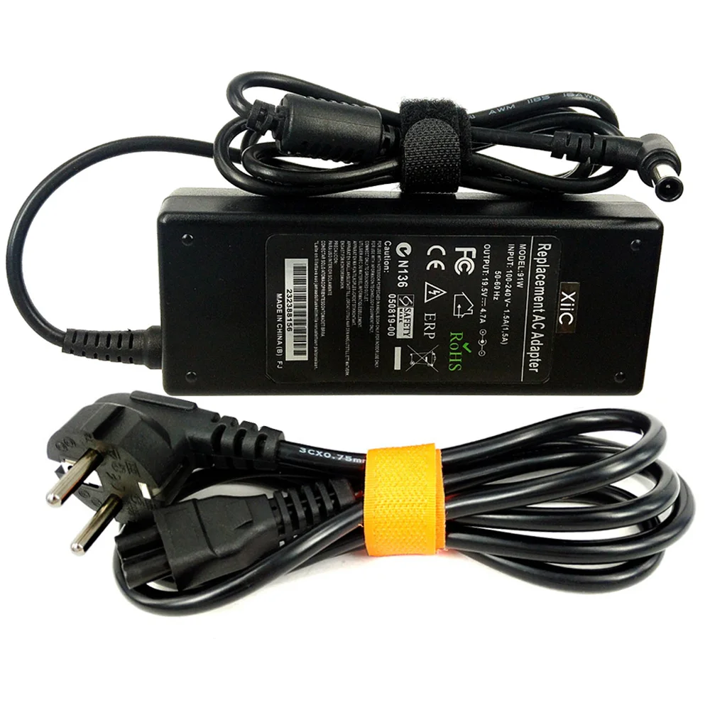 XiiC 19,5 V 4.7A AC зарядное устройство для ноутбука адаптер для sony VAIO PCG VGP VGN VGA VPC lcd tv Series 90 Вт 6,5*4,4 мм с кабелем питания