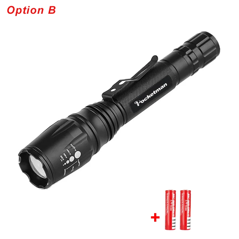 Option B Супер яркий светодиодный светильник-вспышка Zoom XML-T6/L2 5 режимов, мощный светильник, Водонепроницаемый 7000 люмен, полицейский светильник-вспышка s 18650 фонарь светильник s - Испускаемый цвет: Option B