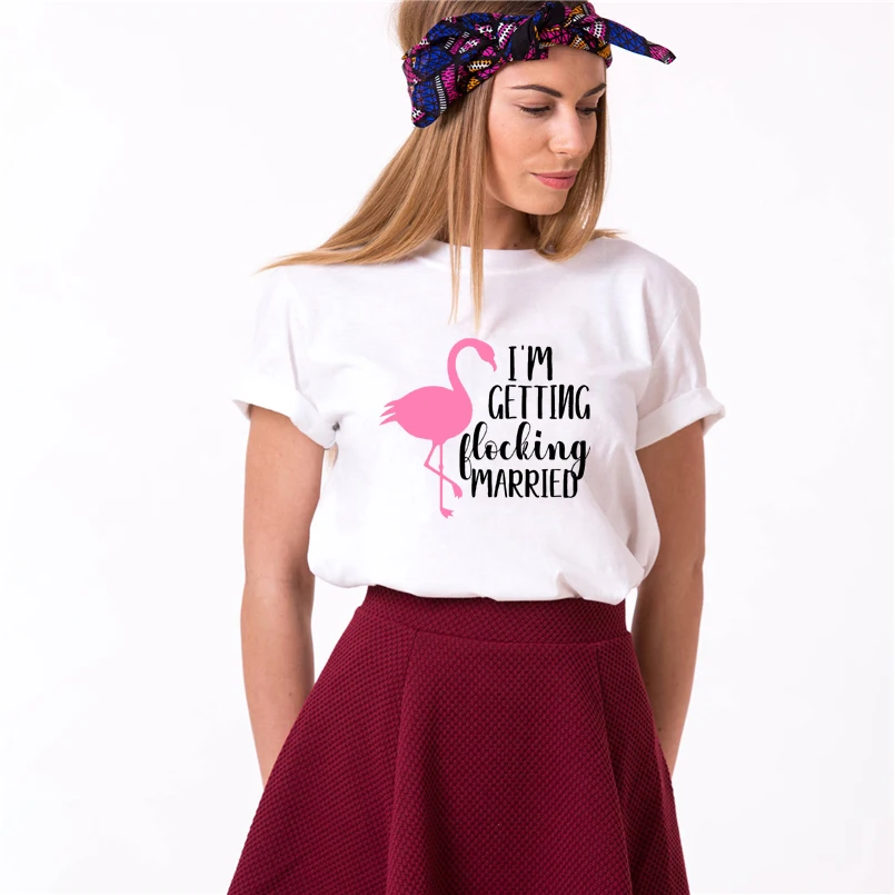 Женские вечерние футболки с принтом фламинго женские хипстерские Let's Get Camiseta