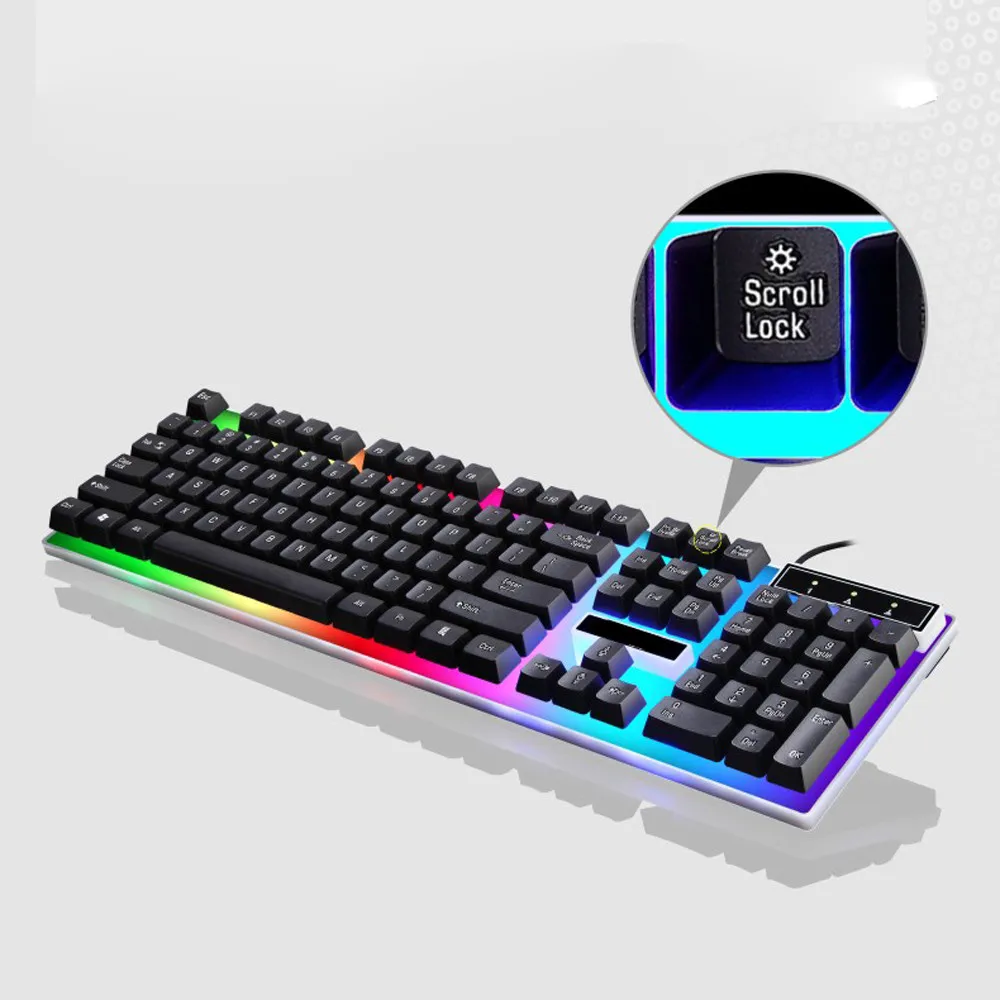 Проводная USB клавиатура VOBERRY цветная светодиодная Радужная Водонепроницаемая