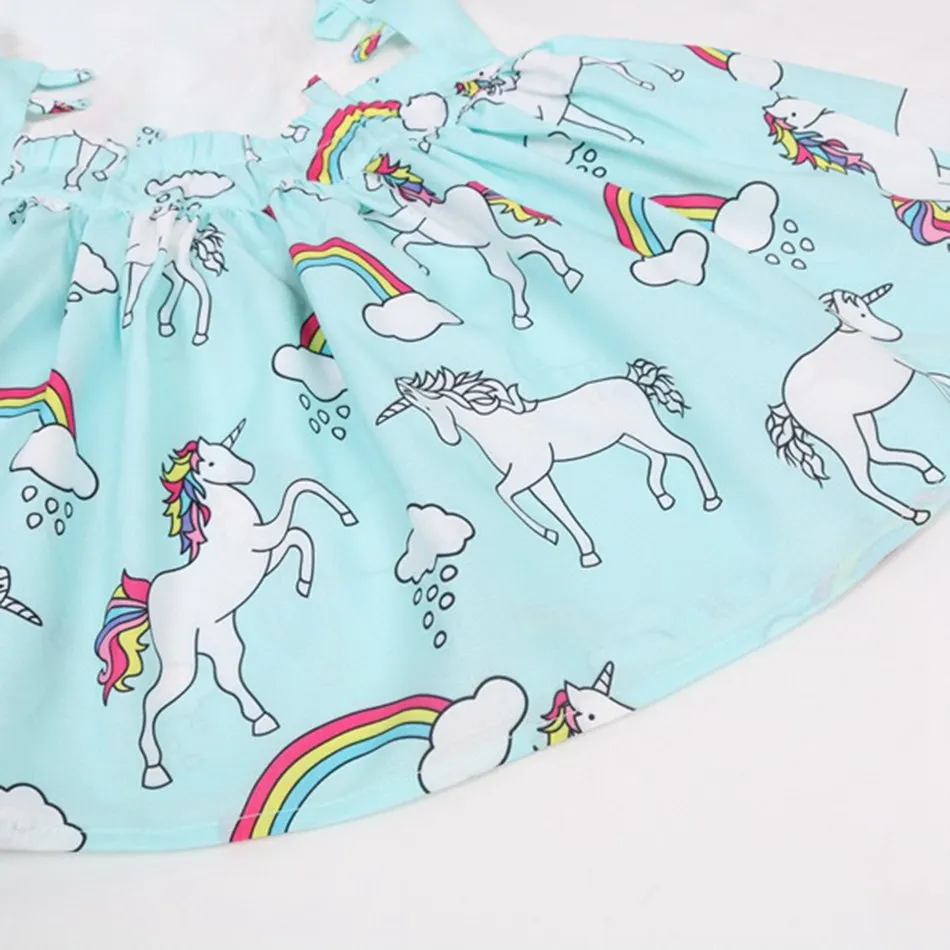 Baby Girls Backless Dress Children Unicorn Flared Elegant Party Gown Kids Girl Summer Unicornio Princess Birthday Outfit Clothes | Детская