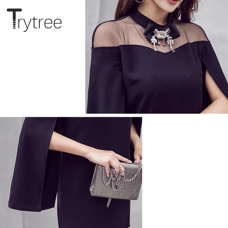 Trytree лето осень формальное платье женское трапециевидной формы полиэстер сетка