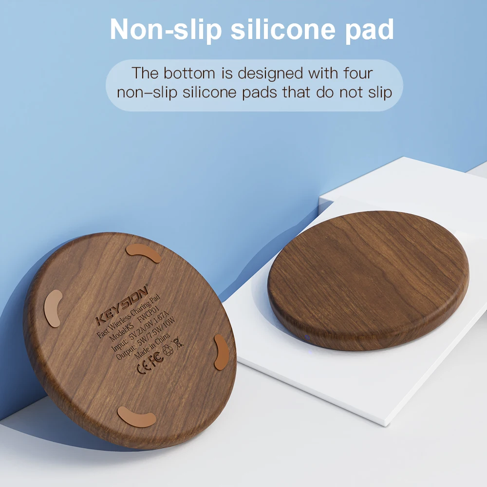 keysion wooden 10w qi fast wireless charger for iphone 11 xs max xr 8 plus wireless charging pad for samsung s10 s9 xiaomi mi 9 free global shipping