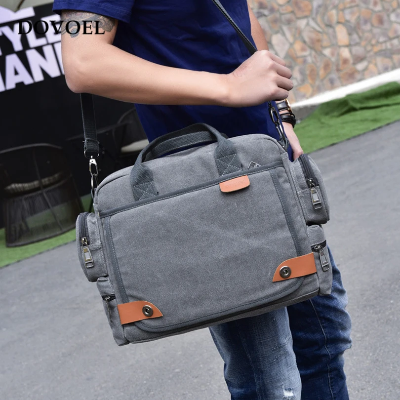 Dovoel Бизнес Crossbody сумка холст 4 цвета Большой мужской Повседневное Дорожные сумки