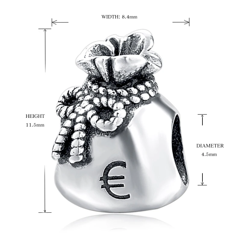 Hot sale Genuine 925 Sterling Silver money purse Charm Beads Fit Original Pandora Bracelet Pendants DIY beads for Jewelry Making | Украшения