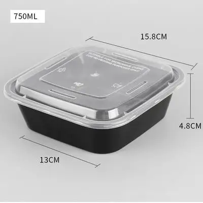 750ML 50 шт одноразовые контейнеры для еды пластиковый для хранения еды контейнер безопасные контейнеры для приготовления пищи для дома кухонное Хранение продуктов коробка - Цвет: 750ML