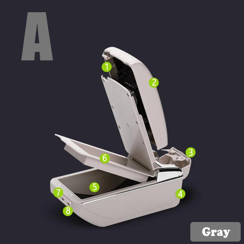 A Style Gray Для Lifan 320 330 Lifan Smily подлокотник коробка usb зарядка интерфейс повысить центральный магазин содержание коробка Подстаканник Пепельница - Название цвета: A Style Gray
