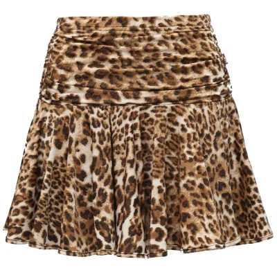 leopard Костюм для латинских танцев, сексуальная молочная шелковая Короткая юбка для латинских танцев, Женская юбка для латинских танцев, юбка для тренировок, 5 цветов - Цвет: leopard