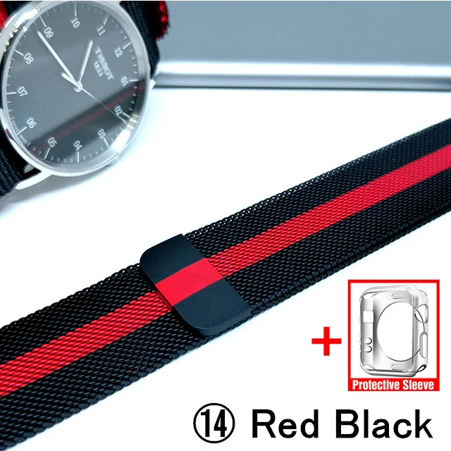 14-Red black Миланская петля для Apple Watch 5/4 40 мм 44 мм браслет из нержавеющей стали ремешок для наручных часов для iwatch серии 4/3 38 мм 42 мм - Цвет ремешка: 14-Red black