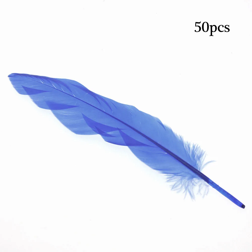 blue 50 шт. натуральный гусь перо 15-20 см поделки DIY чистые перья для свадебного декора ювелирные изделия баллоны одежда украшения аксессуары - Цвет: blue