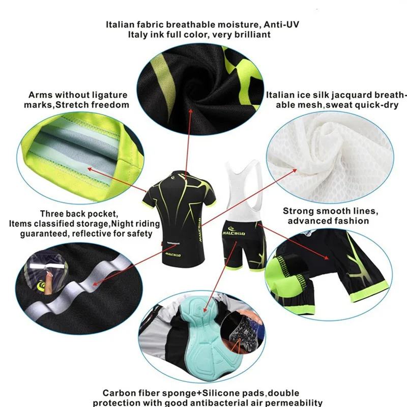 Malciklo 2018 100% полиэстер Maillot набор Велоспорт велосипед одежда гоночный одежды Ropa