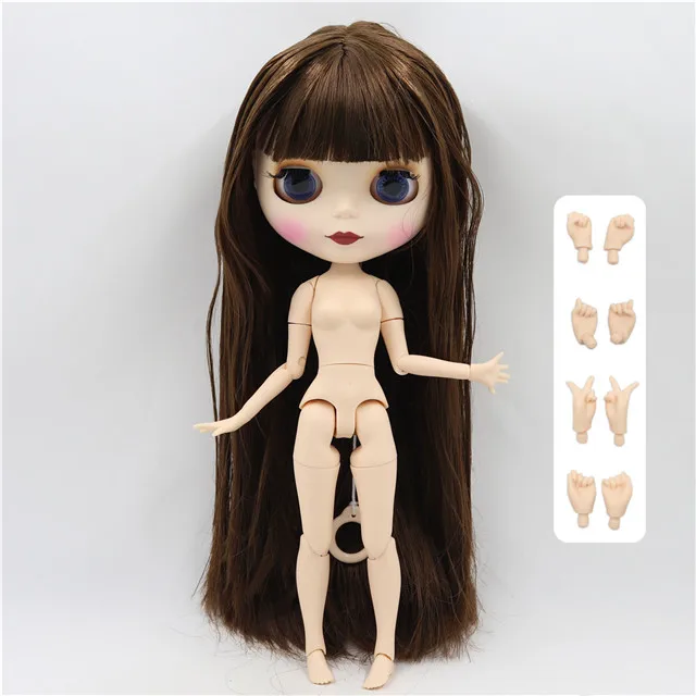 white matte face Фабрика blyth кукла 1/6 bjd шарнир тела темная кожа матовое лицо, фиолетовые волосы, кукла без одежды 30 см BL7216 - Цвет: white matte face