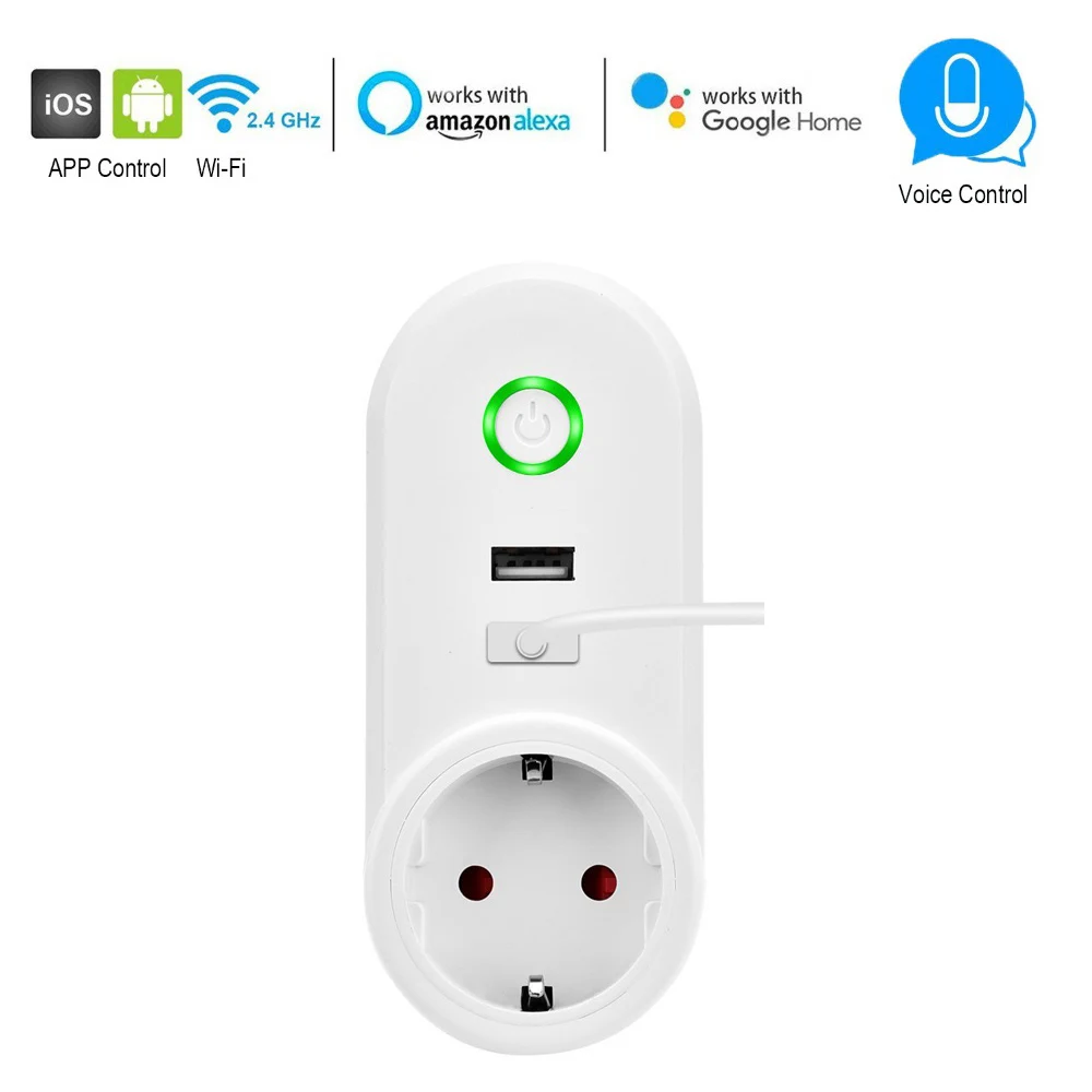 Приложение с дистанционным управлением умная розетка Wi-Fi для Alexa Google Home ЕС Wifi USB