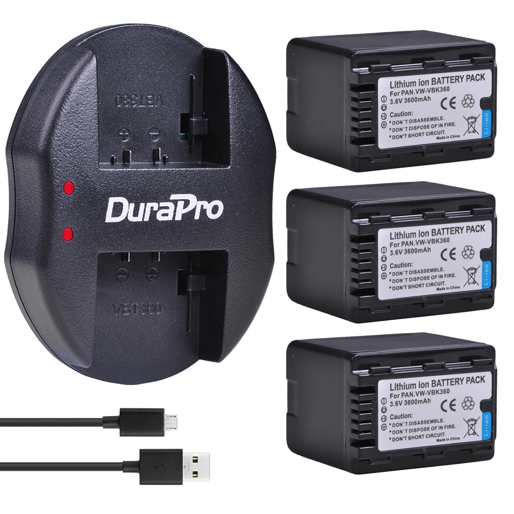 Сменный аккумулятор для VW VBK360 3600 мА/ч 3 порта USB зарядное устройство Panasonic SD40 SD60 SD80