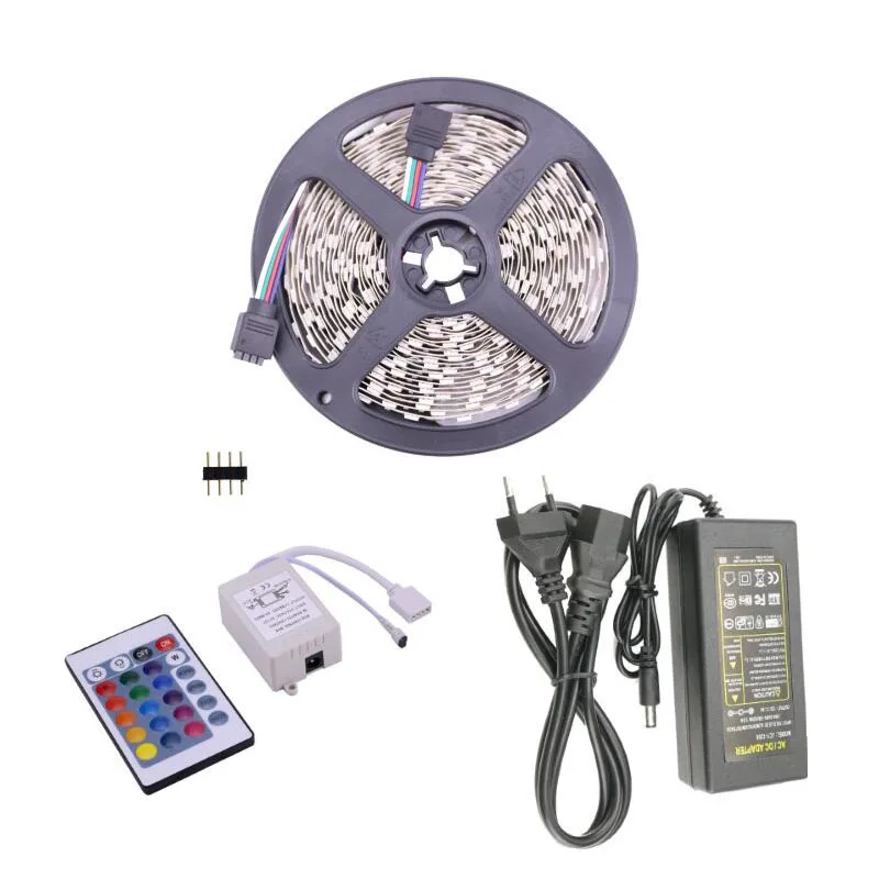 Tira LED 5 м 5050 RGB полоса света DC 12 В Гибкая веревка 60 светодиодов/м с адхенсивной