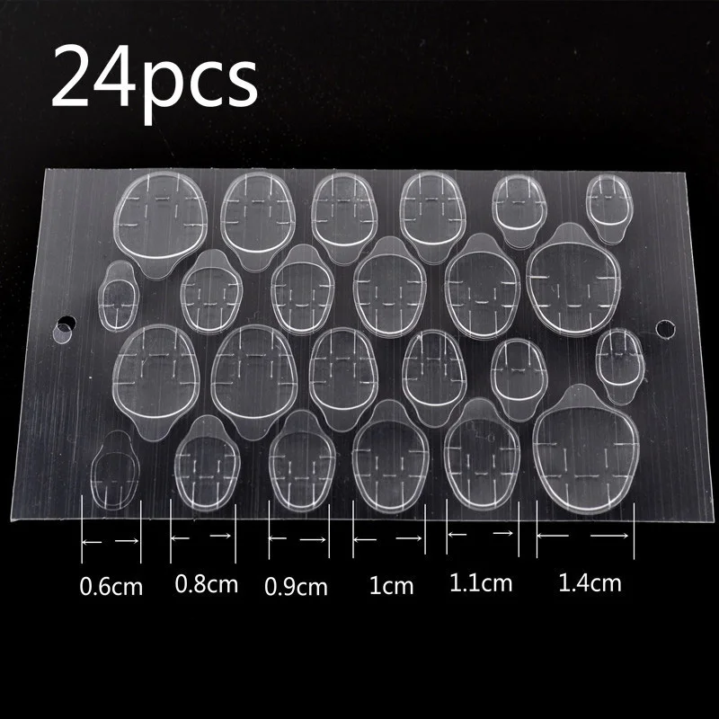 24 шт прозрачные поддельные наклейки для ногтей двухсторонний клей инструменты