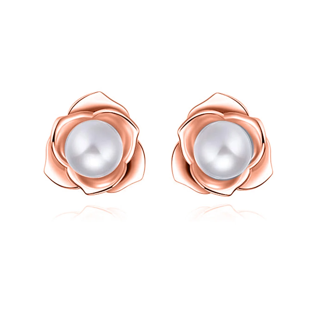 Rose Gold Earrings Японский жемчуг акоя жемчуг женский ювелирный набор Твердое 14 к белое золото 7 мм натуральный жемчуг морской воды ожерелье кулон серьги для девушки подарки - Цвет камня: Rose Gold Earrings