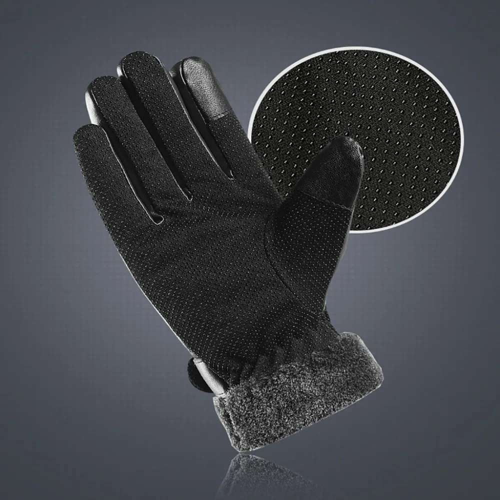 Warm Men Black Winter Faux Leather Ski Gloves Full Finger Motorcycle Driving Sport Mitten Snowboard Skiing Climbing PJ5 | Спорт и