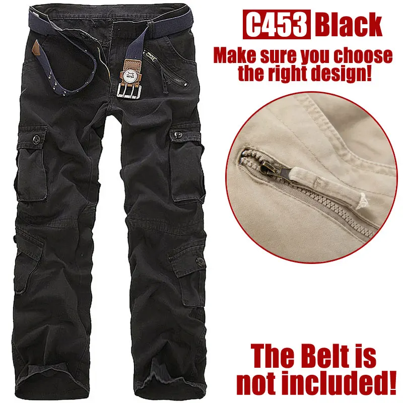 C032 Black Стиль, модные мужские бриджи, мужские хлопковые комбинезоны, Мужская рабочая одежда, брюки для отдыха, мужские военные штаны, брюки-карго, размер 28-42 - Цвет: C032 Black