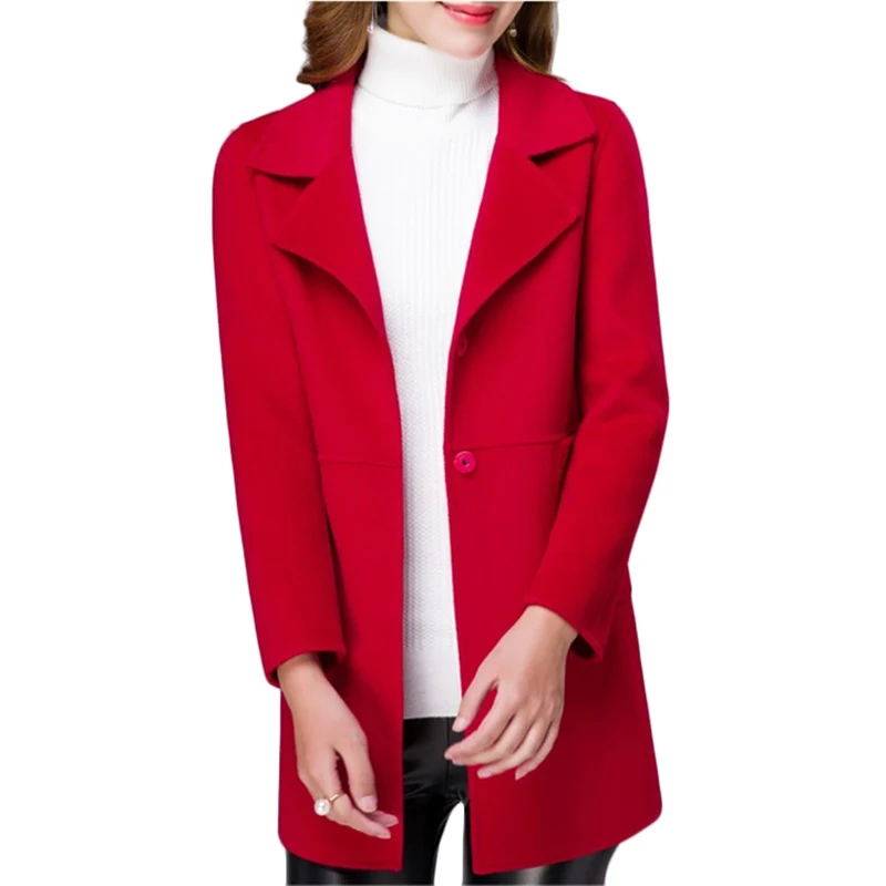 

New Autumn Winter Double-sided Wool Coat Korean Women Slim High quality Wool Coats Womens Fashion Splice Camel Woolen Jacket 425