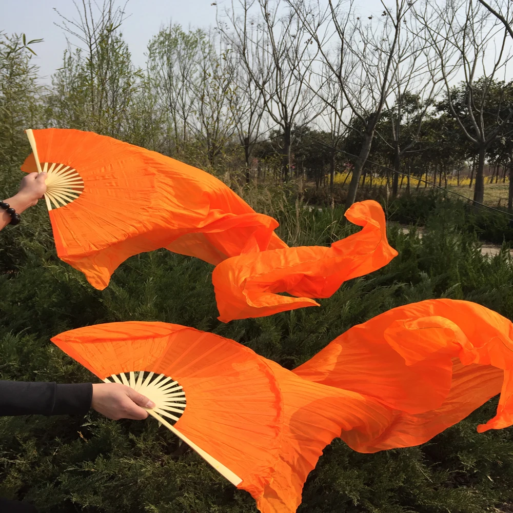 Новинка фанаты окрашенного оранжевого 100% шелка для танца живота эротический