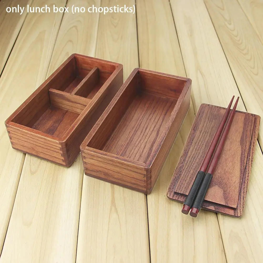 

Double Lunch Box Square Two-layer Lunch Box Rectangular Double-layer Portable Picnic Tableware With Strap Sushi Box