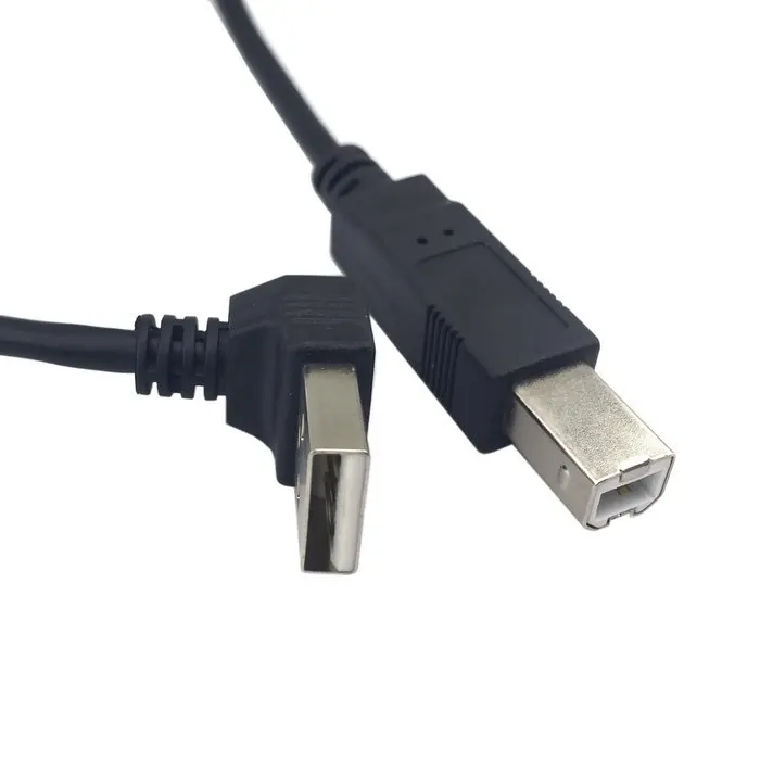 Вверх Угловой 90 градусов USB 2 0 папа в B Тип Мужской кабель для принтера сканер