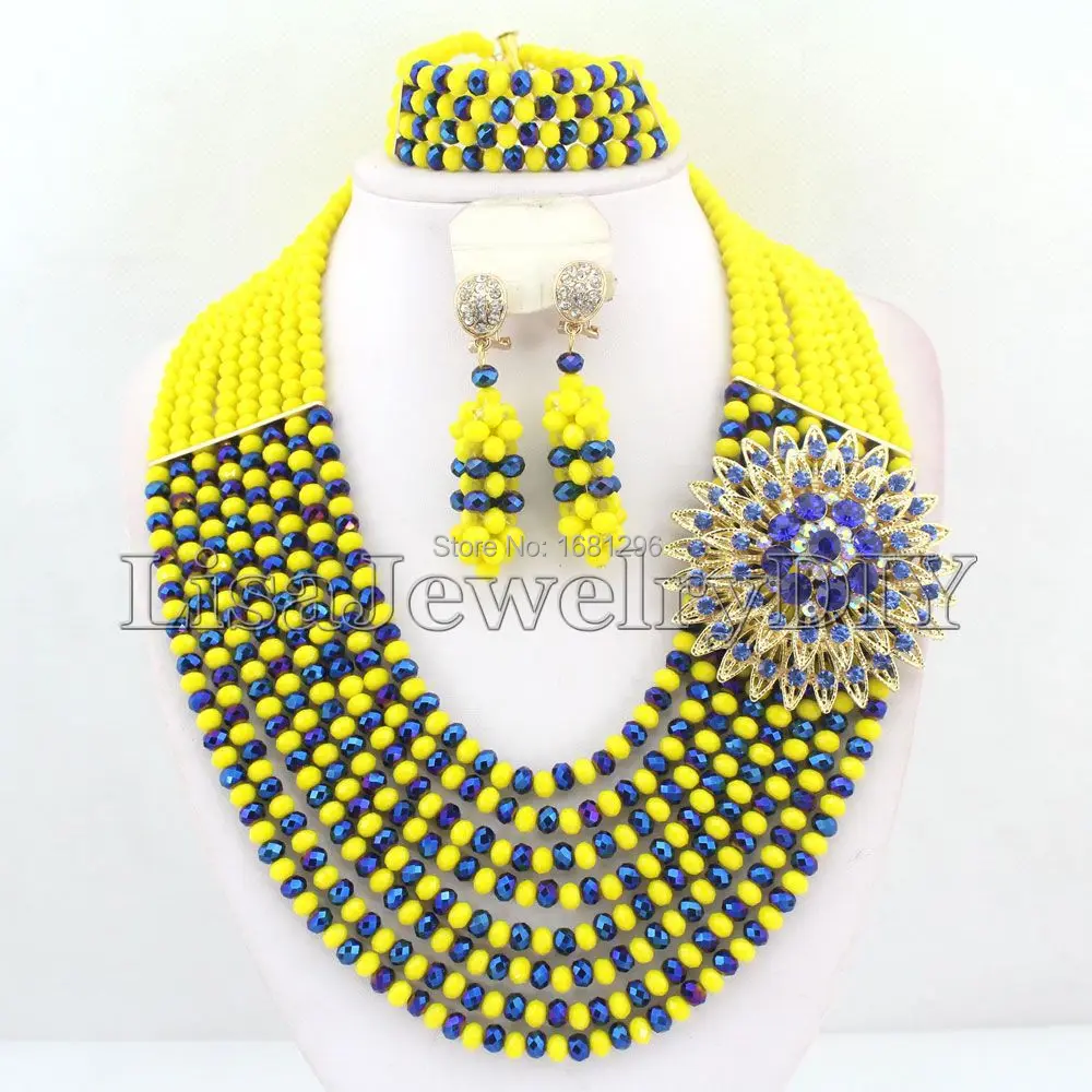 

African Party Crystal Beads Jewelry Sets African Bridal Wedding Beads Jewelry Sets HD1090