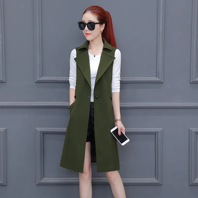 Fashion Autumn Long Waistcoat Women Vest 2018 Plus size Elegant Sleeveless Coat Black Suit Jacket Slim Ladies Clothes 3XL | Женская