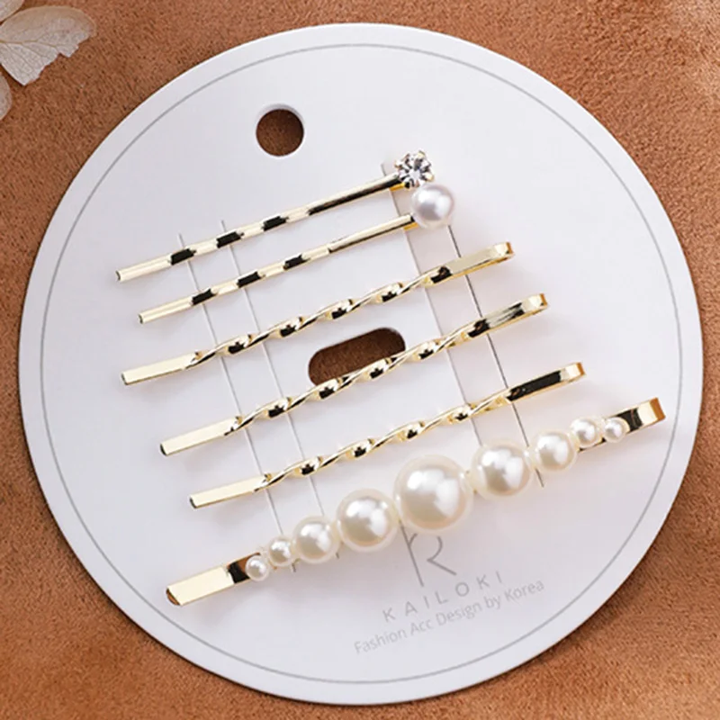 6 шт./компл. Заколка пряжка с жемчугом золотого цвета женские аксессуары для волос
