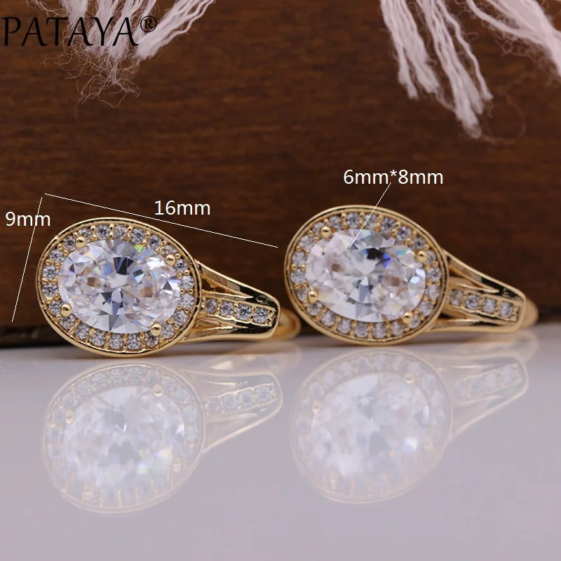 PATAYA овальный натуральный циркон микро-воск инкрустированные серьги 585 розовое золото женские Полые Роскошные Длинные серьги вечерние модные ювелирные изделия