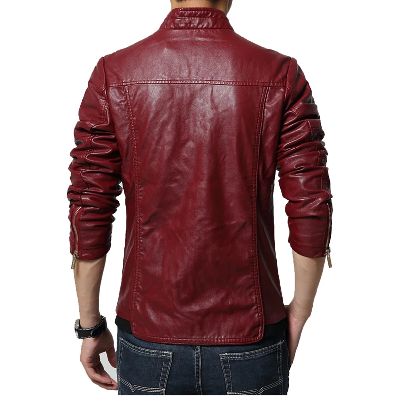 Новая модная мужская куртка Idopy из искусственной кожи черная красная коричневая
