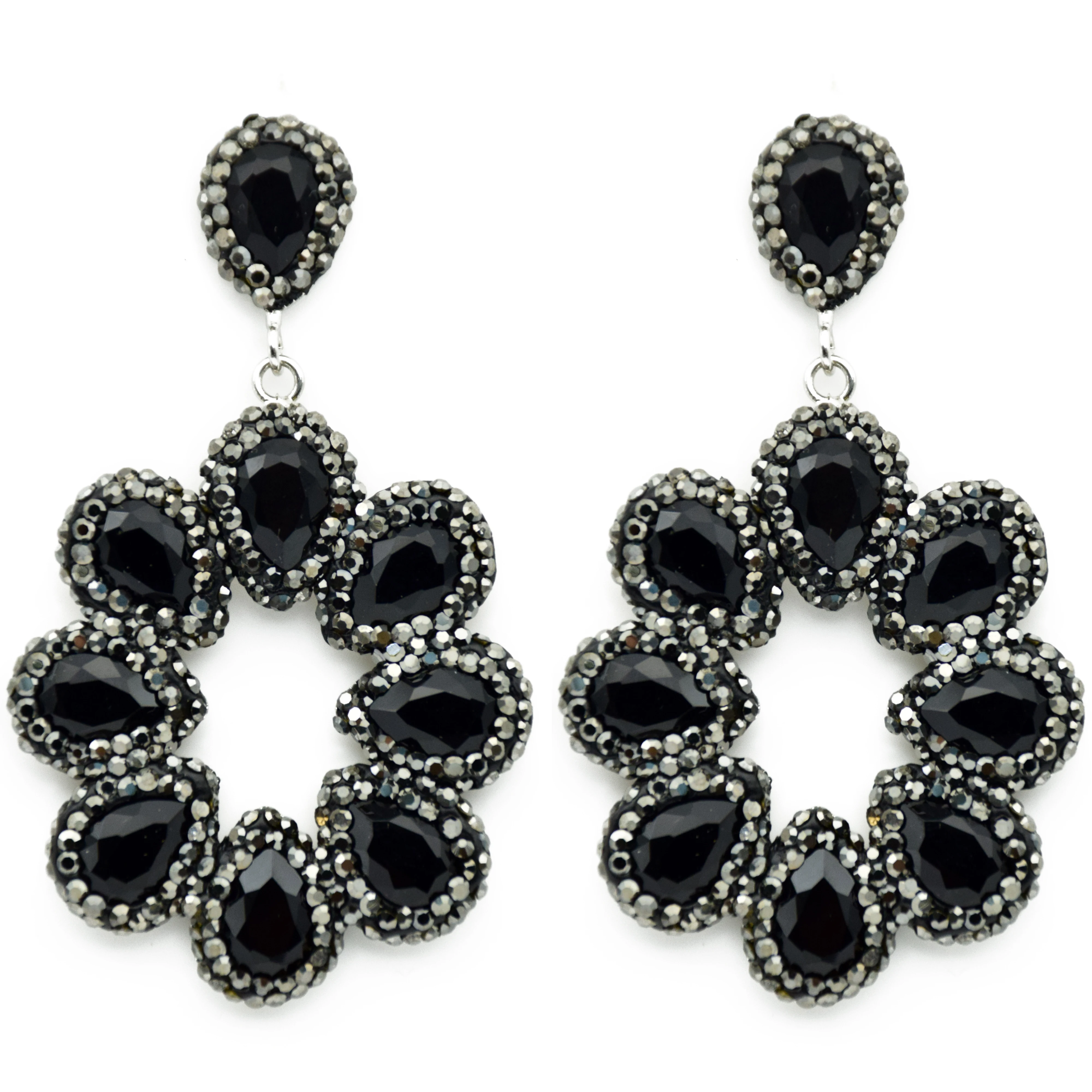 Женские длинные серьги boho hyperbole черные Винтажные капельки с камнями