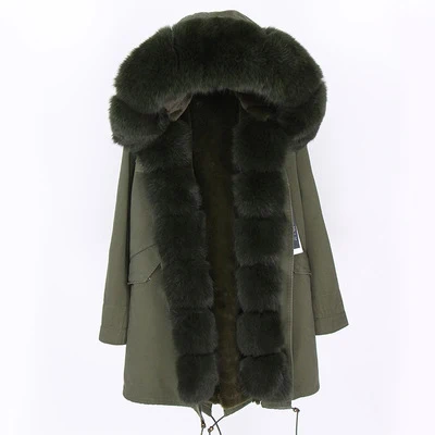 11 OFTBUY зимняя женская куртка из натурального меха, парка с воротником из натурального Лисьего меха, длинное пальто с подкладкой из искусственного меха, модная теплая уличная одежда - Цвет: 11