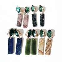 new rectangle natural lazuli 5 colors stone clip earrings green party gifts