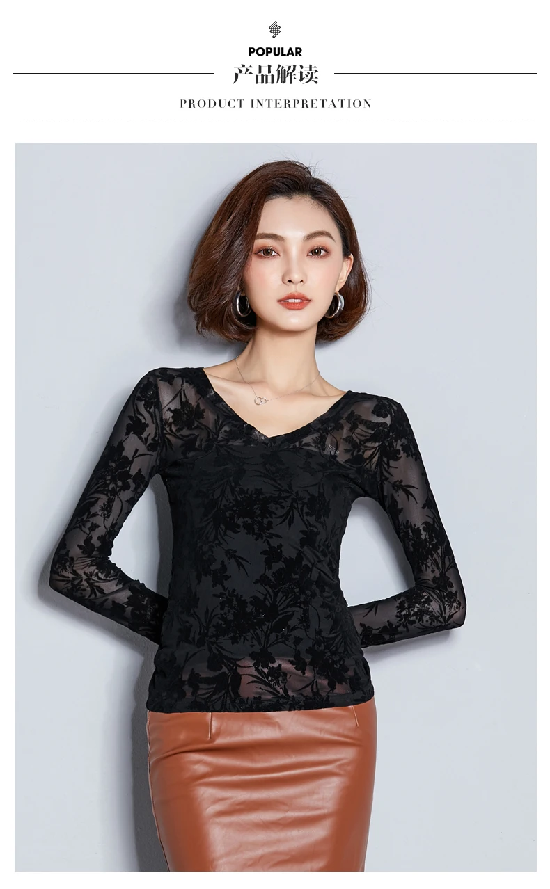 Gkfnmt Blusas Femininas, осенние женские топы, модные сексуальные облегающие рубашки, кружевные вязанные крючком Блузы с длинным рукавом и круглым вырезом для отдыха, плюс