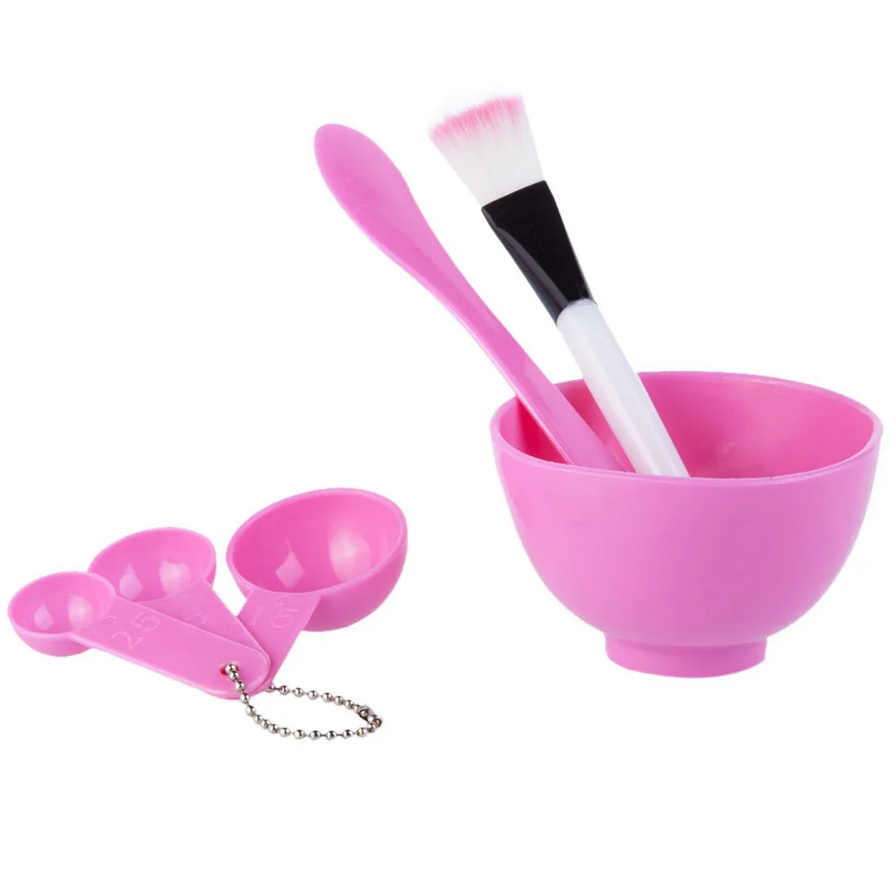 Hot Sale Plastic 4 In 1 Diy Facial Beauty Mask Bowl Women Ladies Cosmetic Tool Mixing Spong Brush With Stick Set |