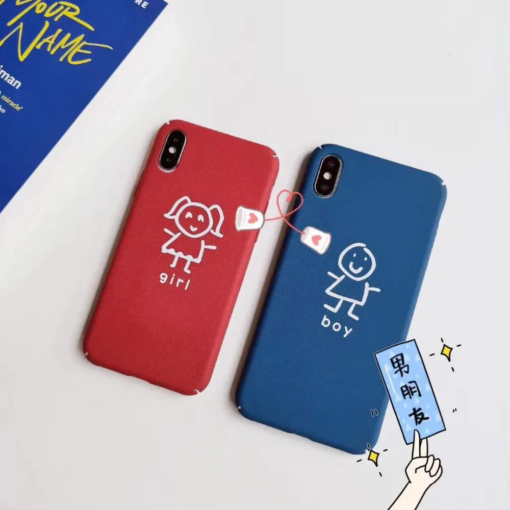 Zxtrby Cute Boy Girl Phone Case For iphone 6 6S Plus 7 8 X XR XS Max Matte hard PC Couples Back Cover Capa Coque Funda |