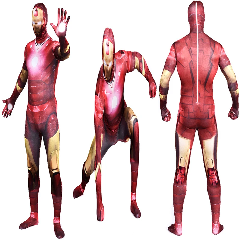 Костюм Железного человека для взрослых лайкра спандекс Zentai карнавальное