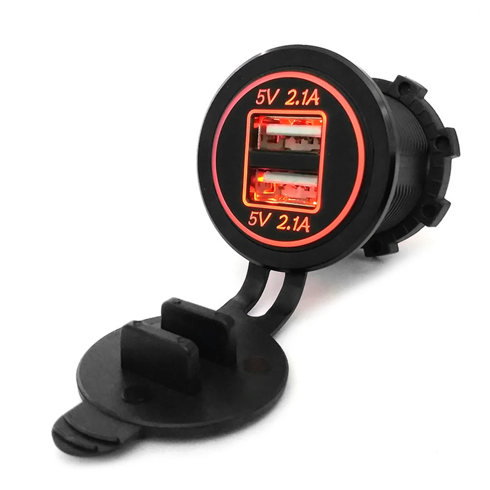 orange led USB зарядное устройство для мотоцикла, грузовика, квадроцикла, лодки, светодиодный, для автомобиля, 4.2A, двойной USB разъем, 12-24 В, автомобильное usb зарядное устройство, адаптер питания - Название цвета: orange led