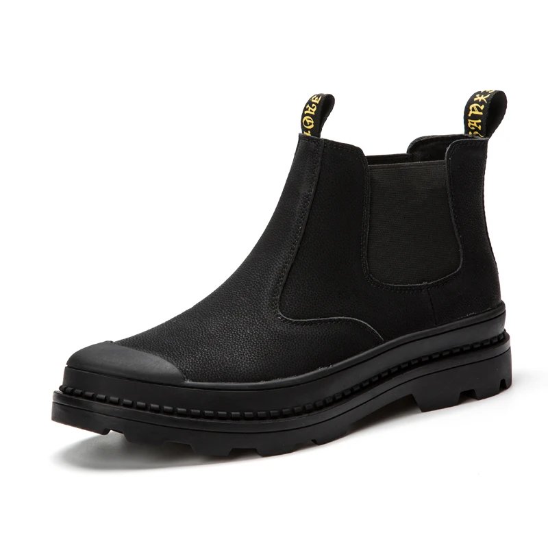 Большие размеры Модные мужские демисезонные ботильоны slip-on Челси загрузки на открытом воздухе на платформе обувь из натуральной кожи zapato дышащая