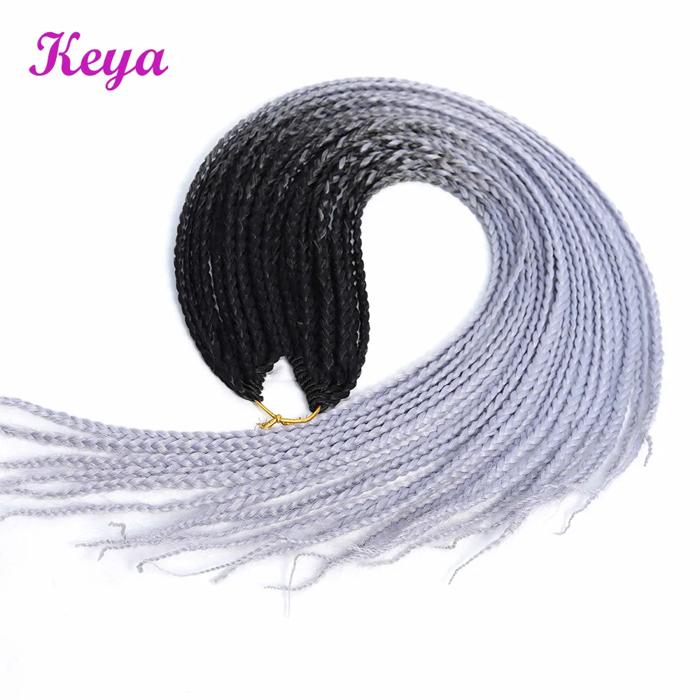 Вязание крючком Омбре коробка косички 24 дюйма синтетические накладные волосы