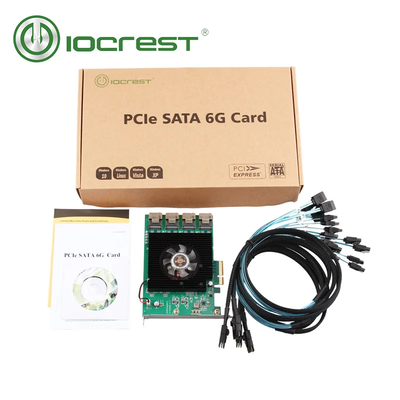 IOCREST 16 портов SATA 6G PCI Экспресс контроллер карты Marvell 88SE9215 чипсет PCIe на III 3 0 с