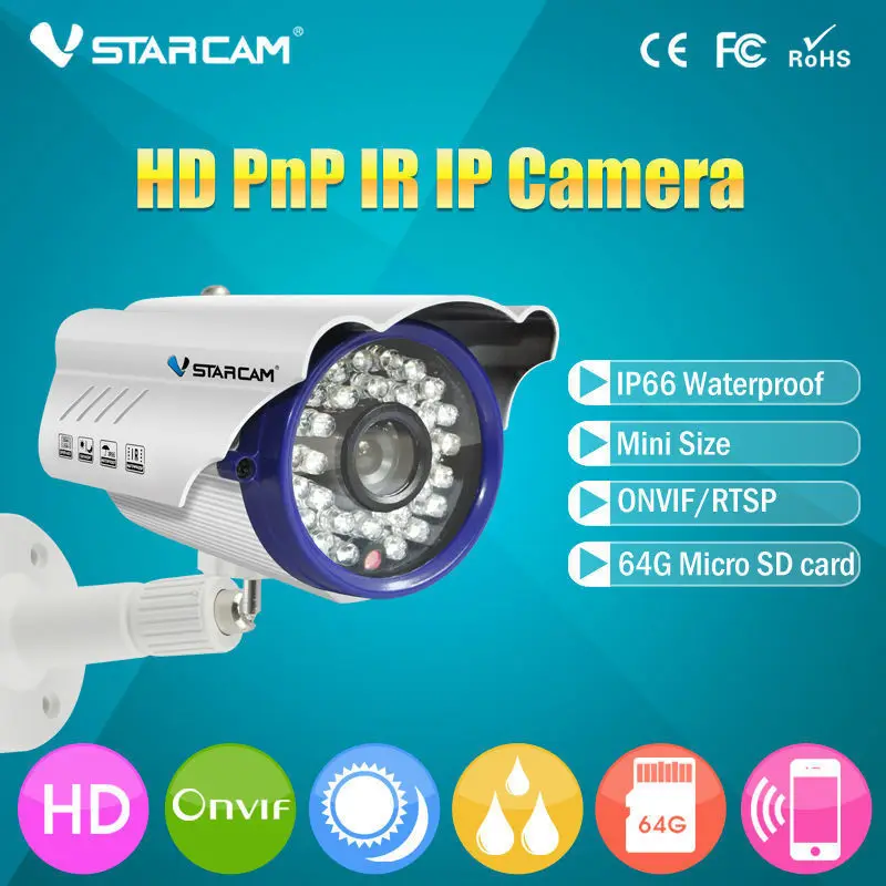 VStarcam c7815wip ONVIF WI FI Wireles IP Камера Открытый безопасности 720 P Водонепроницаемый IP66