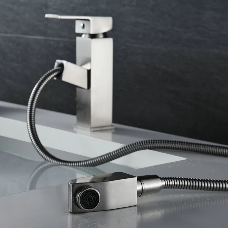 Смеситель для раковины FLG Смесители ванной комнаты из матового никеля выдвижной