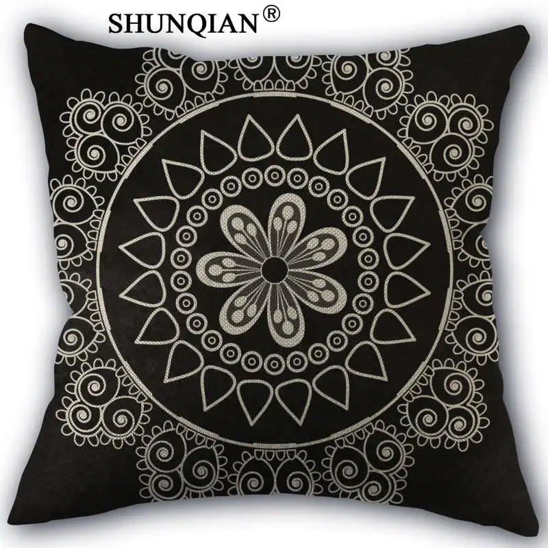 

Linen Cotton Mandala & whirlpool Pillow Cover Custom Print Home Decorative Pillows Cases 45x45cm one side YSJ417-10